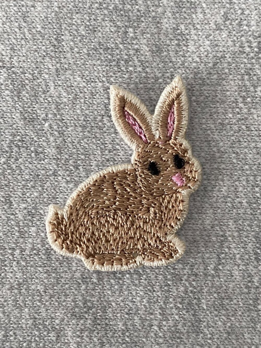 1 Embroidered Little Light Brown Bunny Iron-on Patch 3cm x 3.6cm
